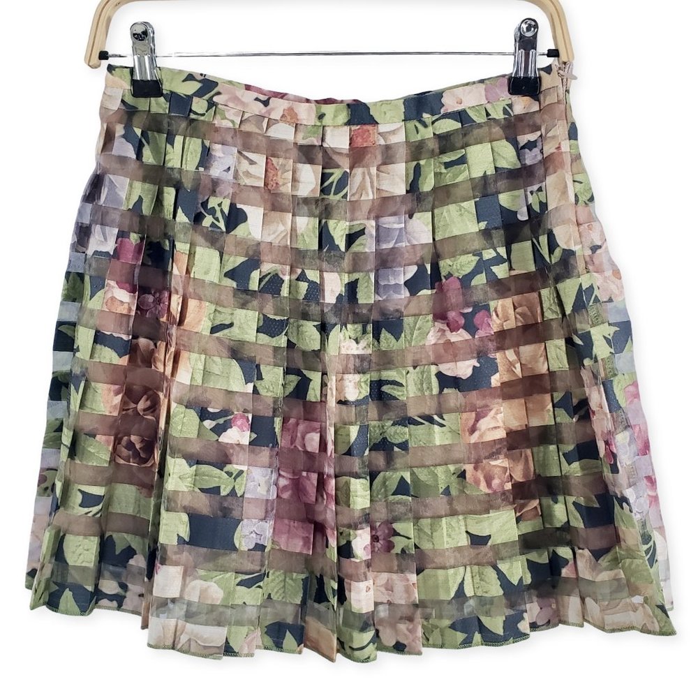 NWT ZARA Floral Pleated Organza Mini Skirt Spring/Summer Women's Size M